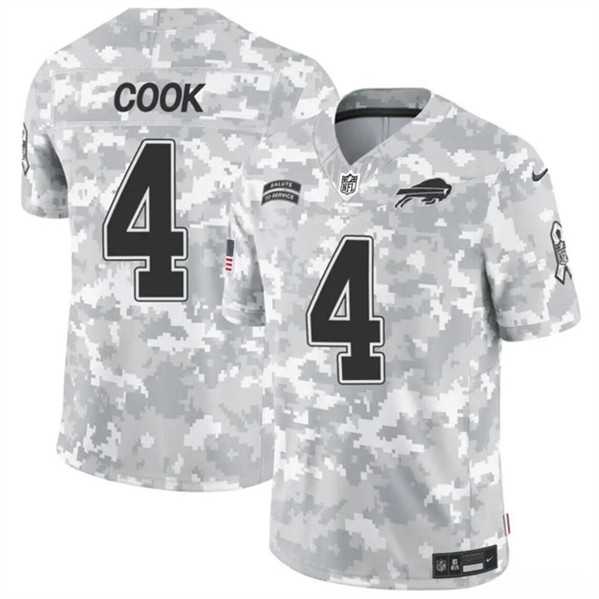 Mens Buffalo Bills #4 James Cook 2024 F.U.S.E. Arctic Camo Salute to Service Limited Stitched Jersey Dzhi